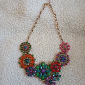 Amazing 9 in statement necklace - gold and enamel